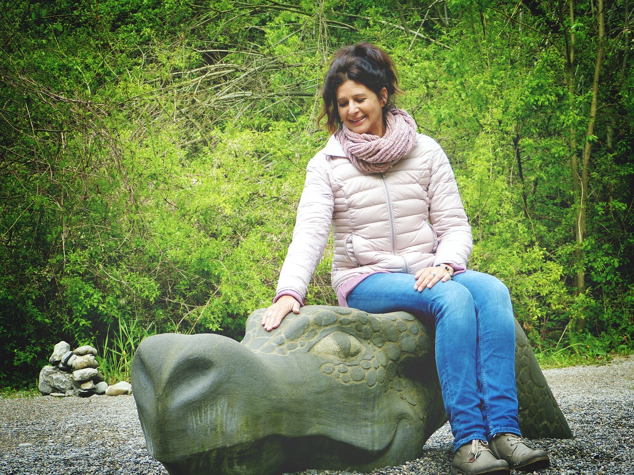 dragon, nature, woman