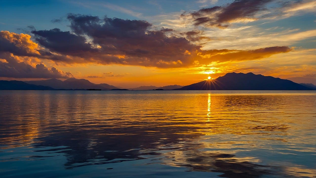 ai generated, sea, sunset